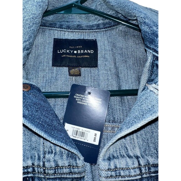 Lucky Brand Womens Blue Denim Trucker Jacket Cotton Distressed Jean Jacket Small - Picture 5 of 16